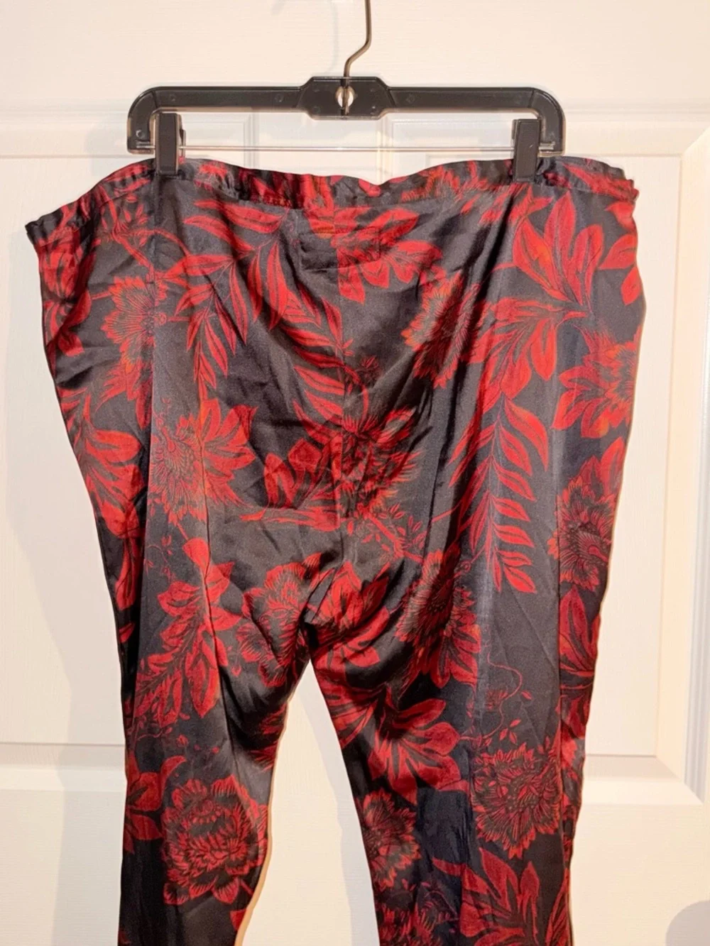 Johnny Was Silk Boho Floral Pants XL Luxe Red Black Statement - Picture 7 of 10